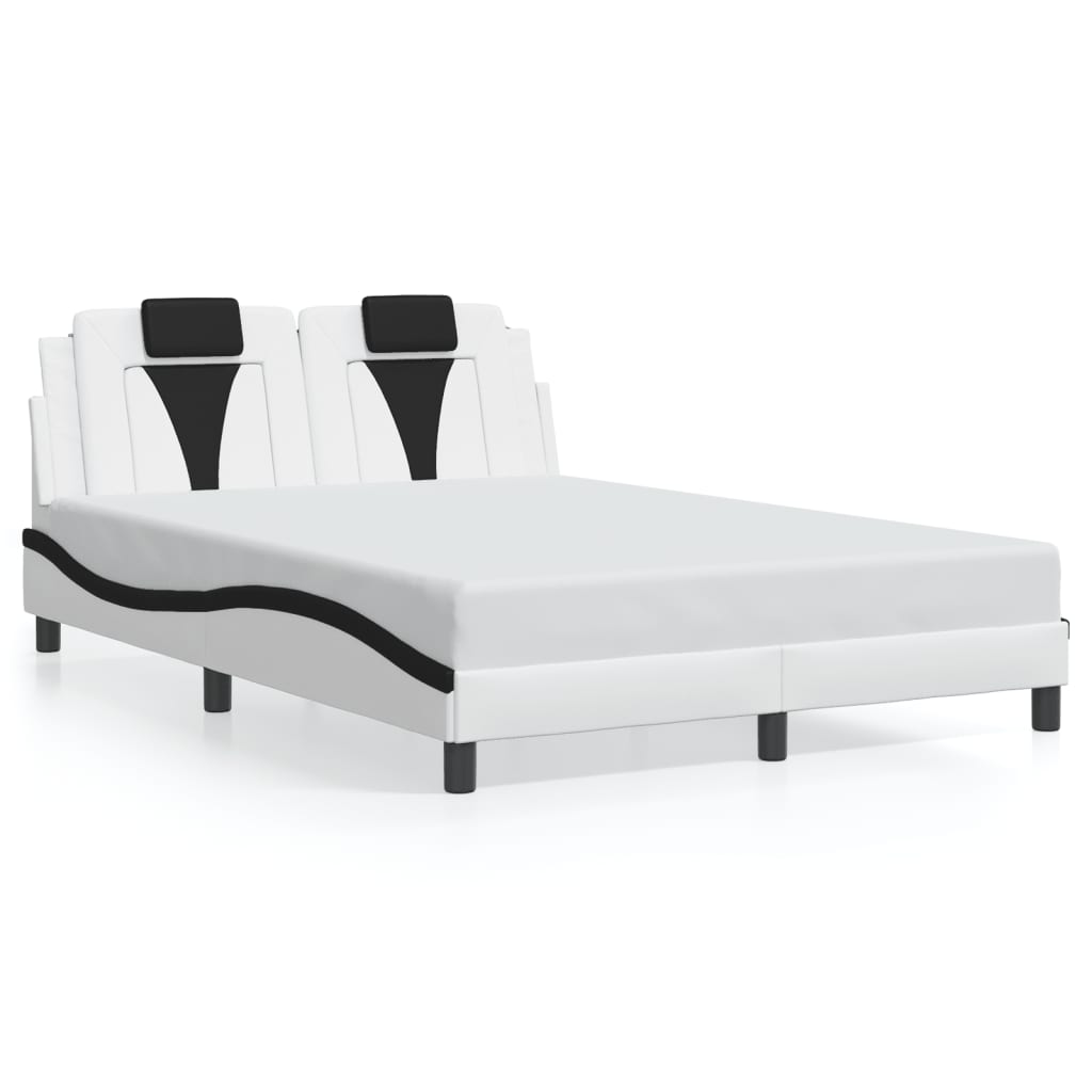 Cadre de lit sans matelas blanc et noir 140x200 cm similicuir - XIOS