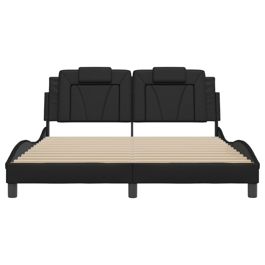 Cadre de lit sans matelas noir 160x200 cm similicuir - XIOS