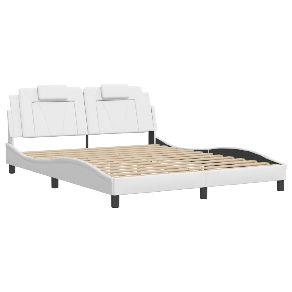 Cadre de lit sans matelas blanc 160x200 cm similicuir - XIOS