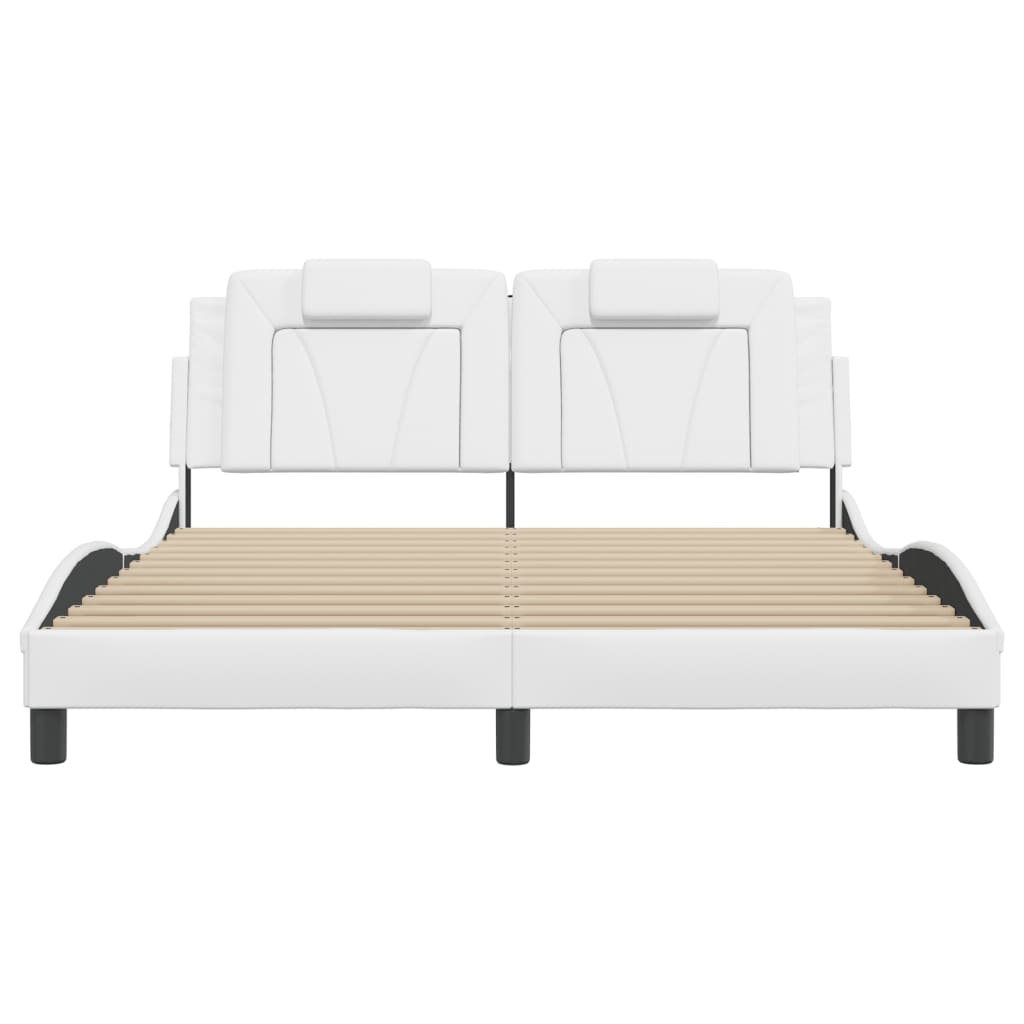 Cadre de lit sans matelas blanc 160x200 cm similicuir - XIOS