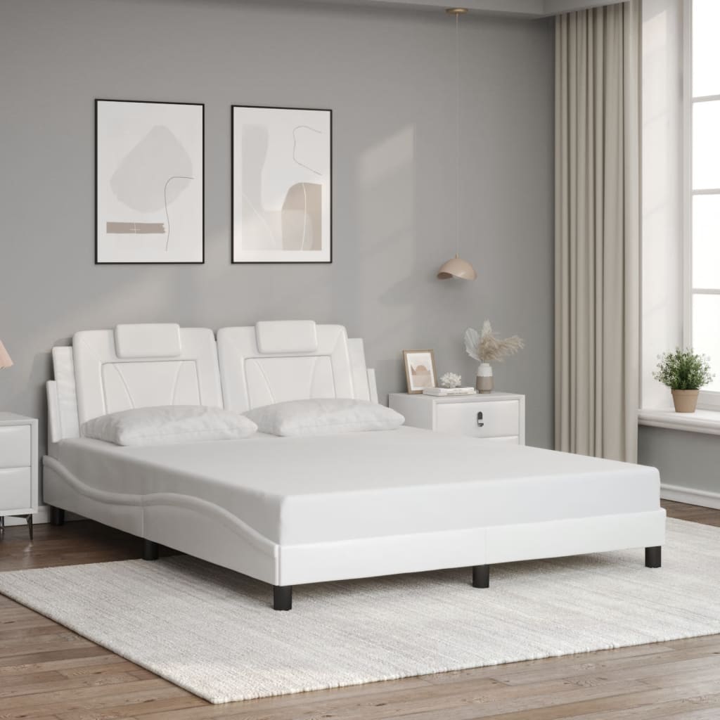 Cadre de lit sans matelas blanc 160x200 cm similicuir - XIOS