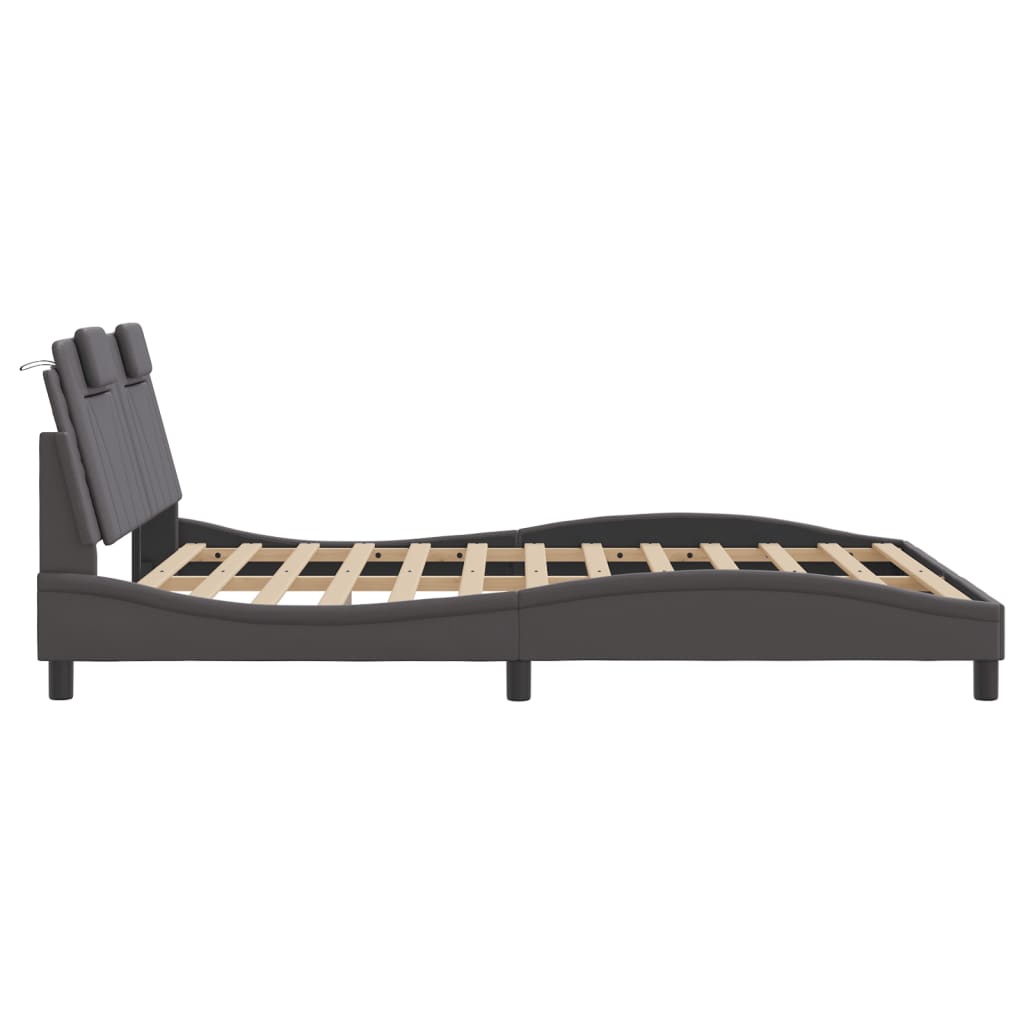 Cadre de lit sans matelas gris 160x200 cm similicuir - XIOS