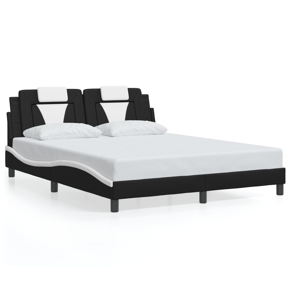 Cadre de lit sans matelas noir et blanc 160x200 cm similicuir - XIOS