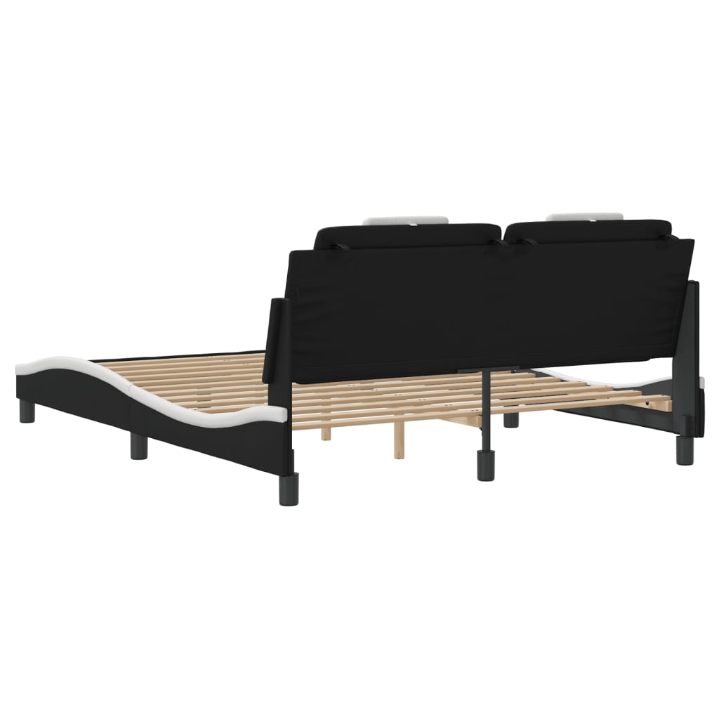Cadre de lit sans matelas noir et blanc 160x200 cm similicuir - XIOS