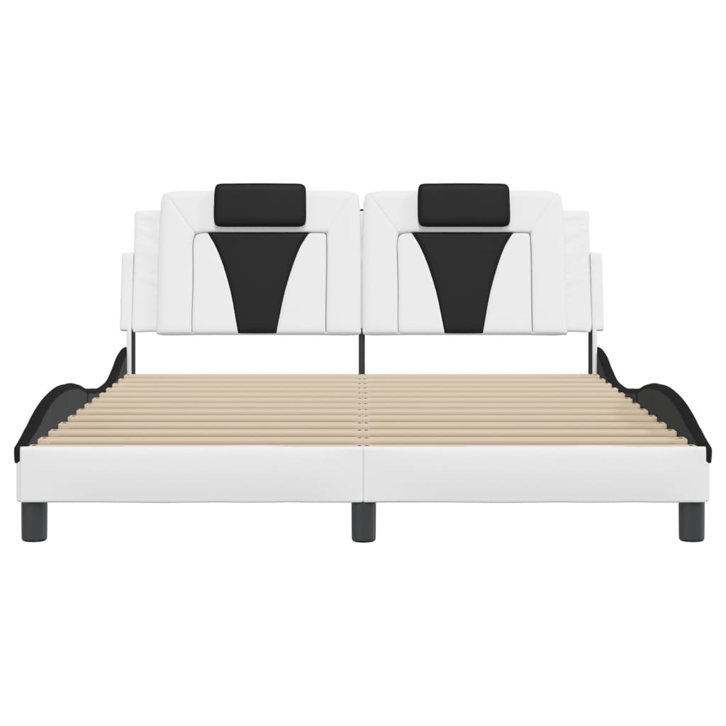 Cadre de lit sans matelas blanc et noir 160x200 cm similicuir - XIOS