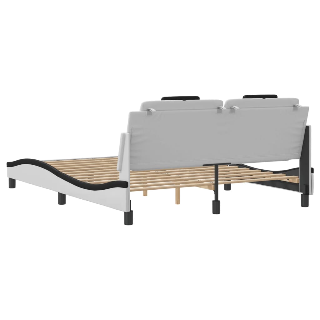 Cadre de lit sans matelas blanc et noir 160x200 cm similicuir - XIOS