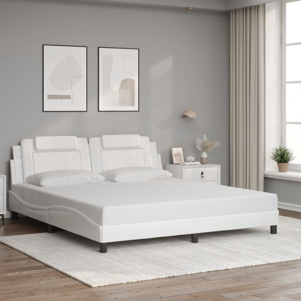 Cadre de lit sans matelas blanc 180x200 cm similicuir - XIOS