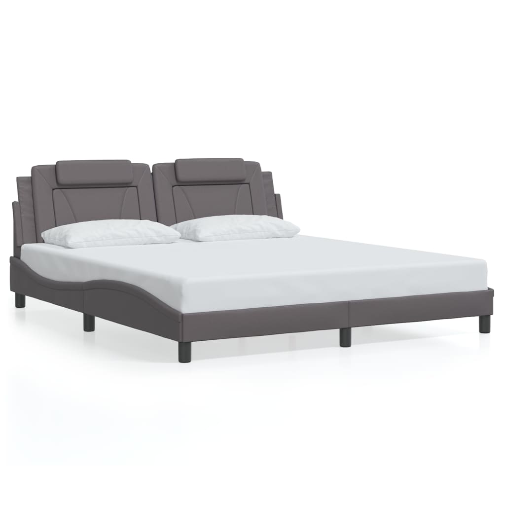Cadre de lit sans matelas gris 180x200 cm similicuir - XIOS