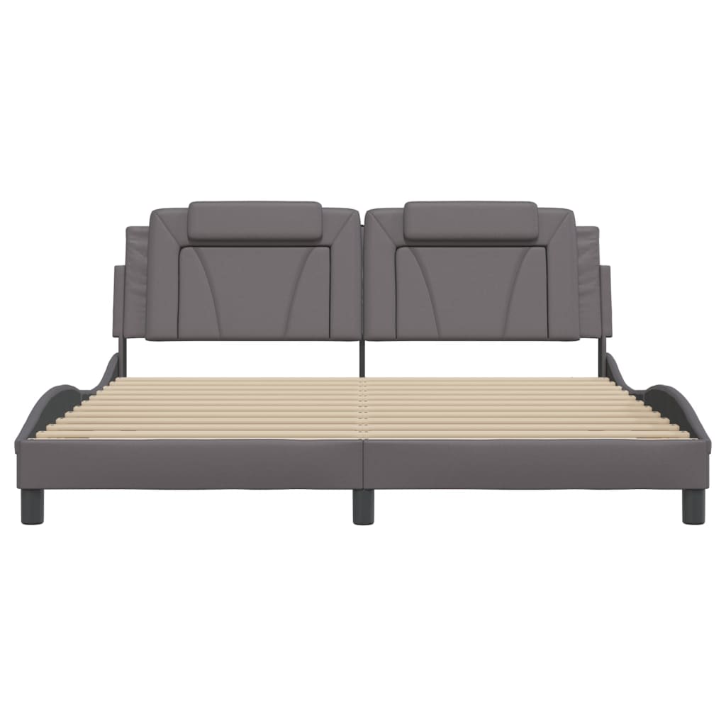 Cadre de lit sans matelas gris 180x200 cm similicuir - XIOS