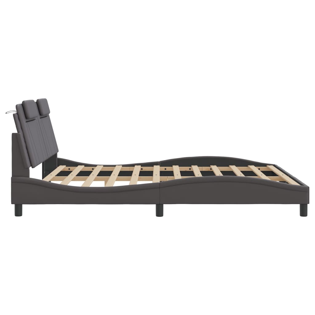 Cadre de lit sans matelas gris 180x200 cm similicuir - XIOS