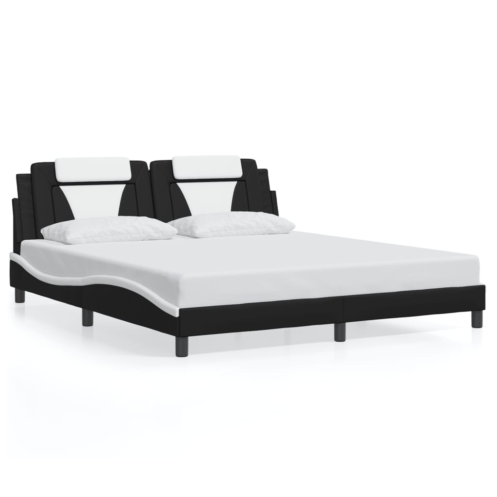 Cadre de lit sans matelas noir et blanc 180x200 cm similicuir - XIOS