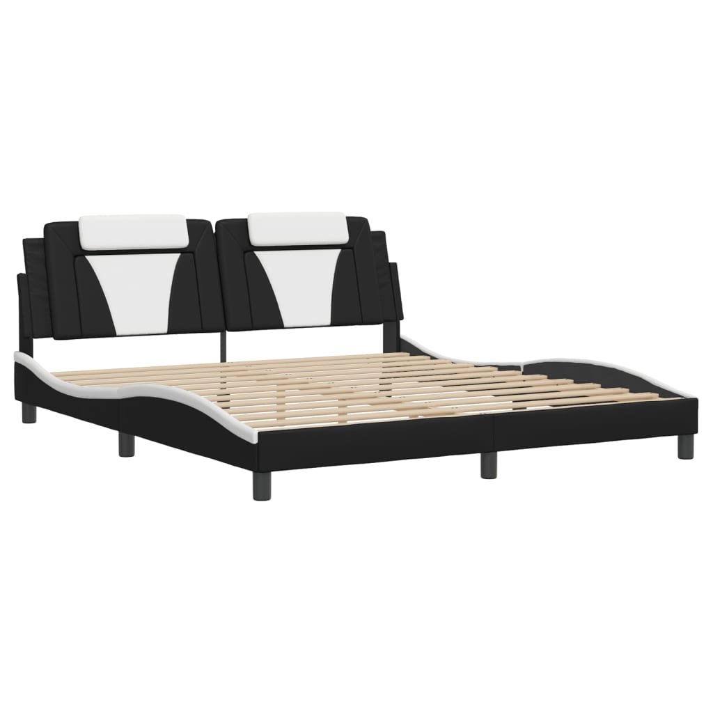 Cadre de lit sans matelas noir et blanc 180x200 cm similicuir - XIOS