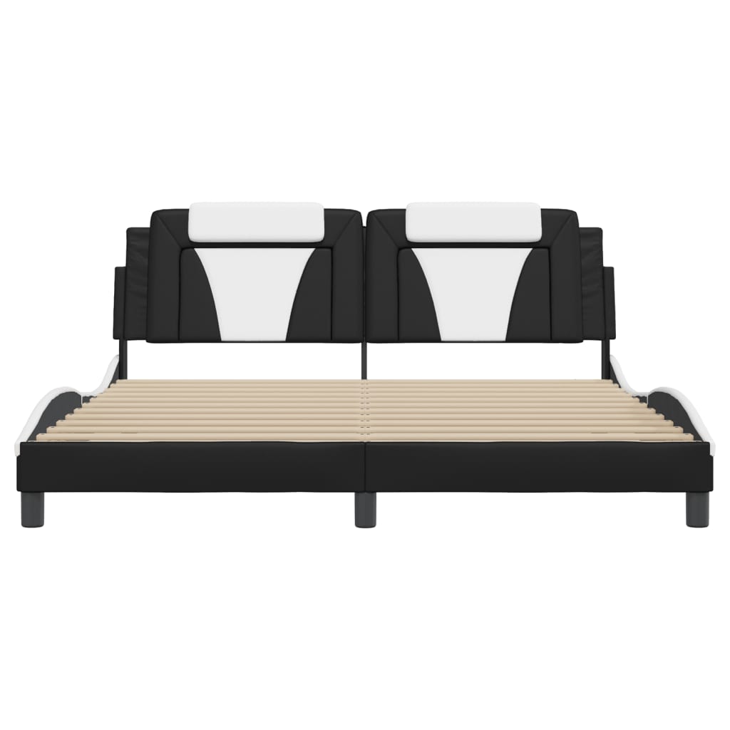 Cadre de lit sans matelas noir et blanc 180x200 cm similicuir - XIOS