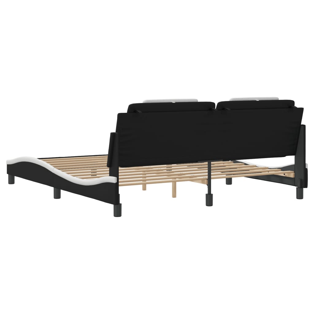 Cadre de lit sans matelas noir et blanc 180x200 cm similicuir - XIOS