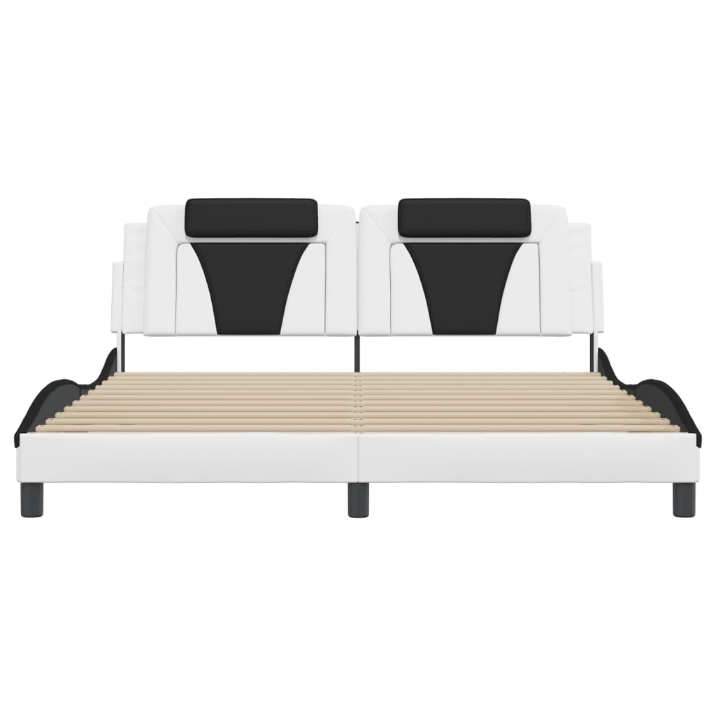 Cadre de lit sans matelas blanc et noir 180x200 cm similicuir - XIOS