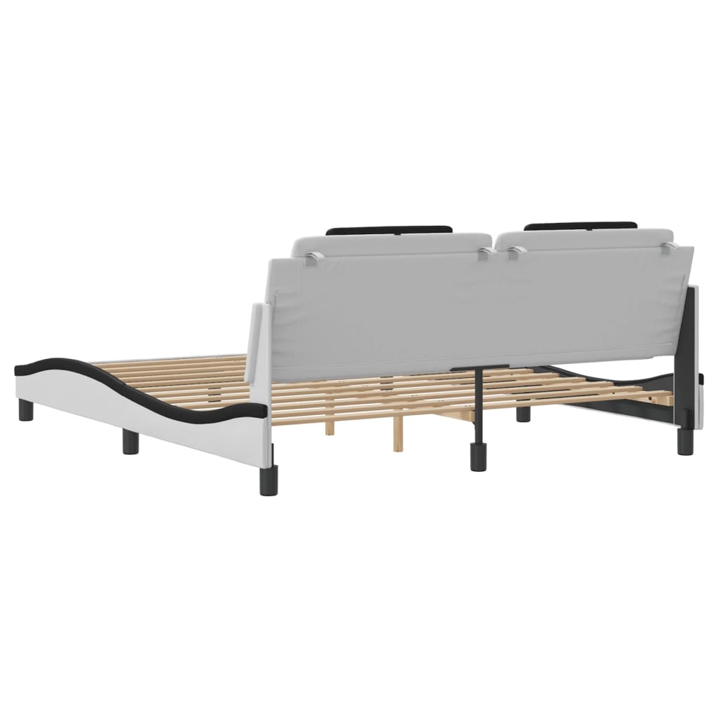 Cadre de lit sans matelas blanc et noir 180x200 cm similicuir - XIOS