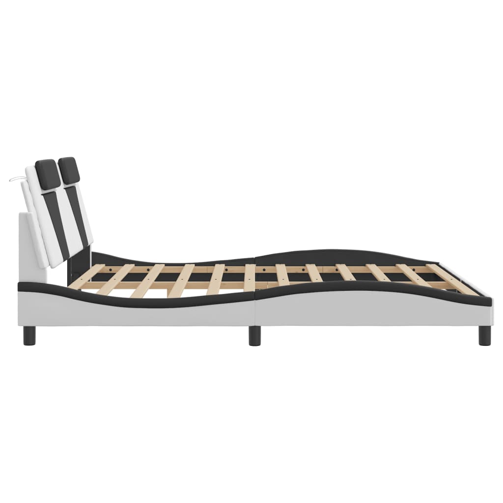 Cadre de lit sans matelas blanc et noir 180x200 cm similicuir - XIOS