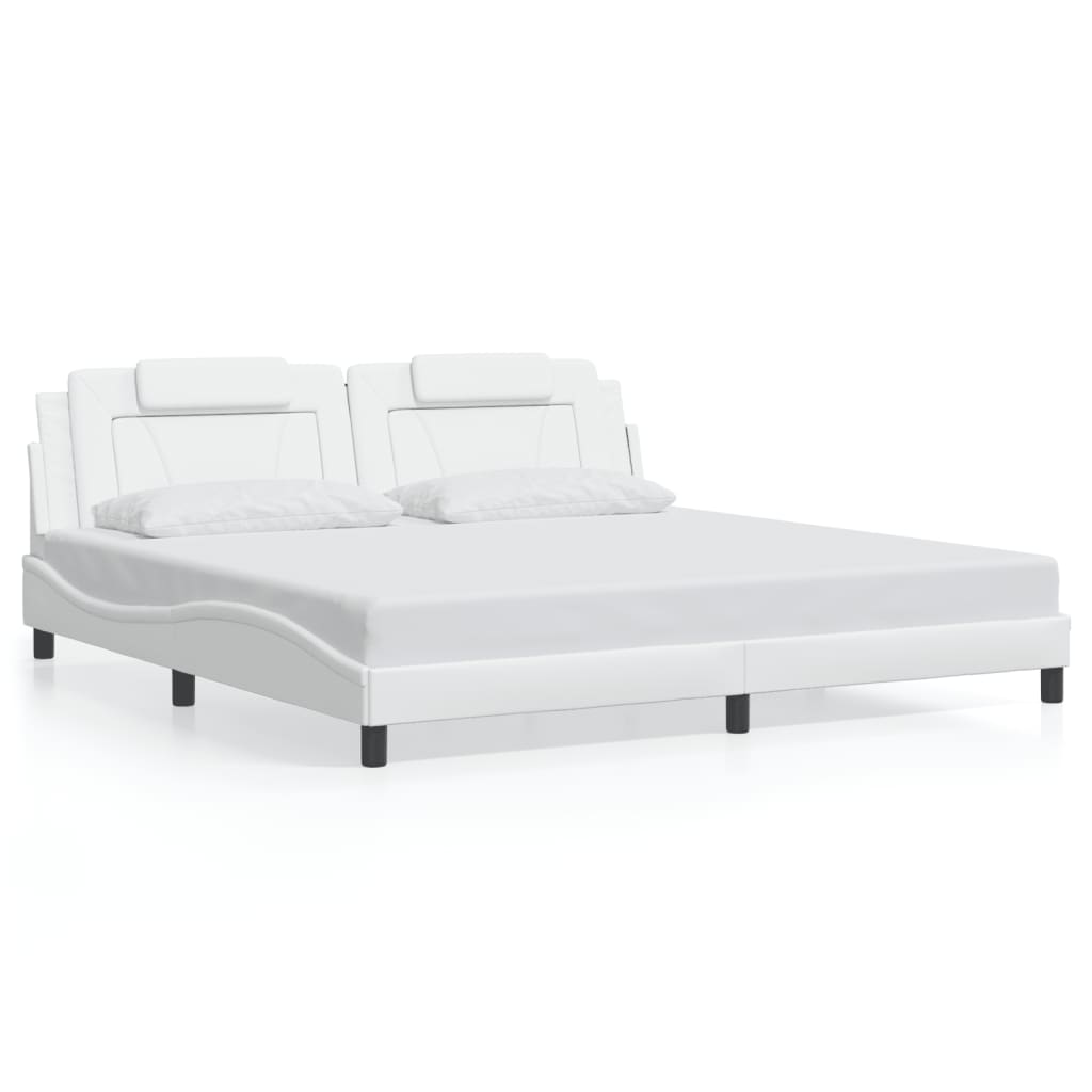 Cadre de lit Viana sans matelas blanc 200x200 cm similicuir