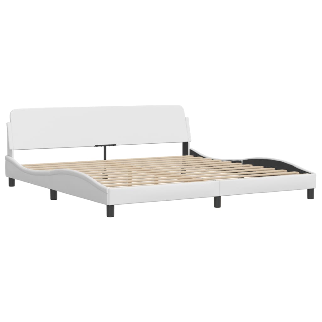 Cadre de lit Viana sans matelas blanc 200x200 cm similicuir