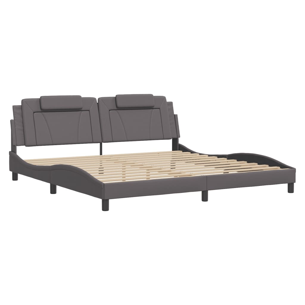 Cadre de lit Viana sans matelas gris 200x200 cm similicuir - XIOS