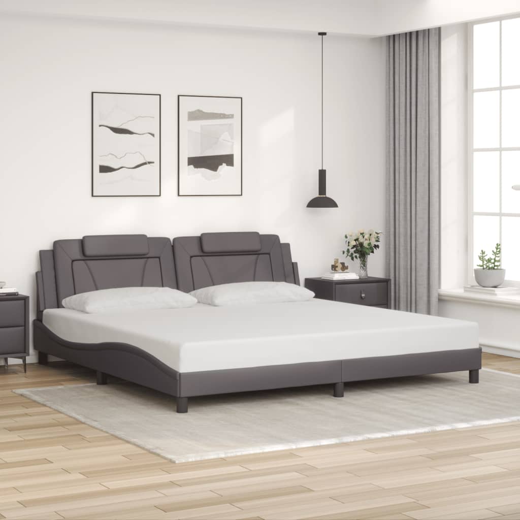 Cadre de lit Viana sans matelas gris 200x200 cm similicuir - XIOS