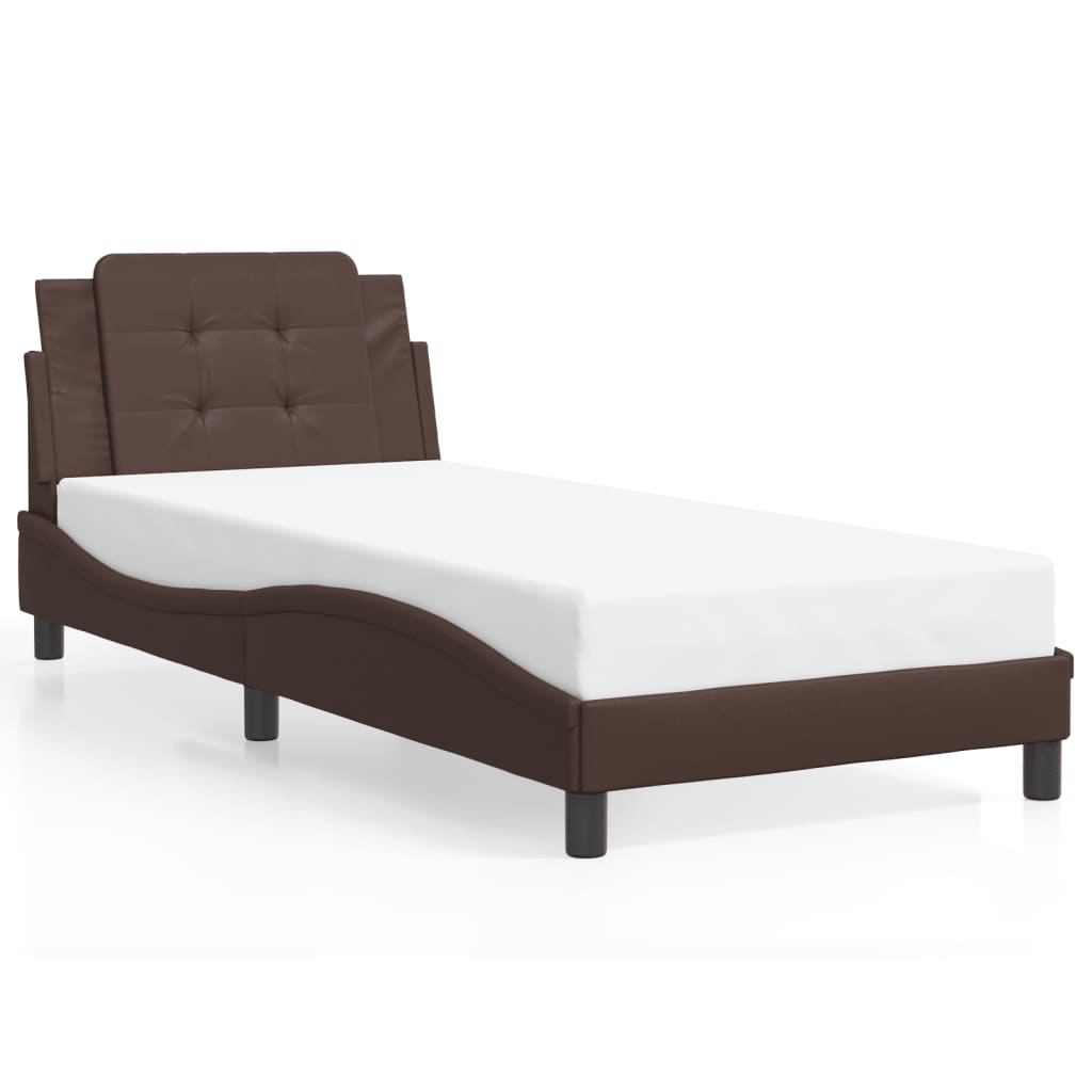 Cadre de lit sans matelas marron 80x200 cm similicuir