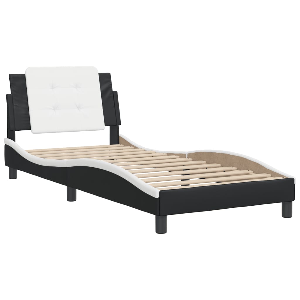 Cadre de lit sans matelas noir et blanc 80x200 cm similicuir - XIOS