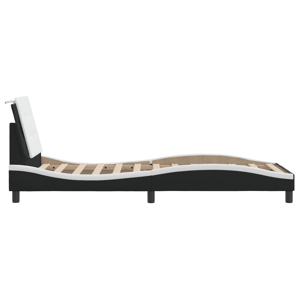 Cadre de lit sans matelas noir et blanc 80x200 cm similicuir - XIOS