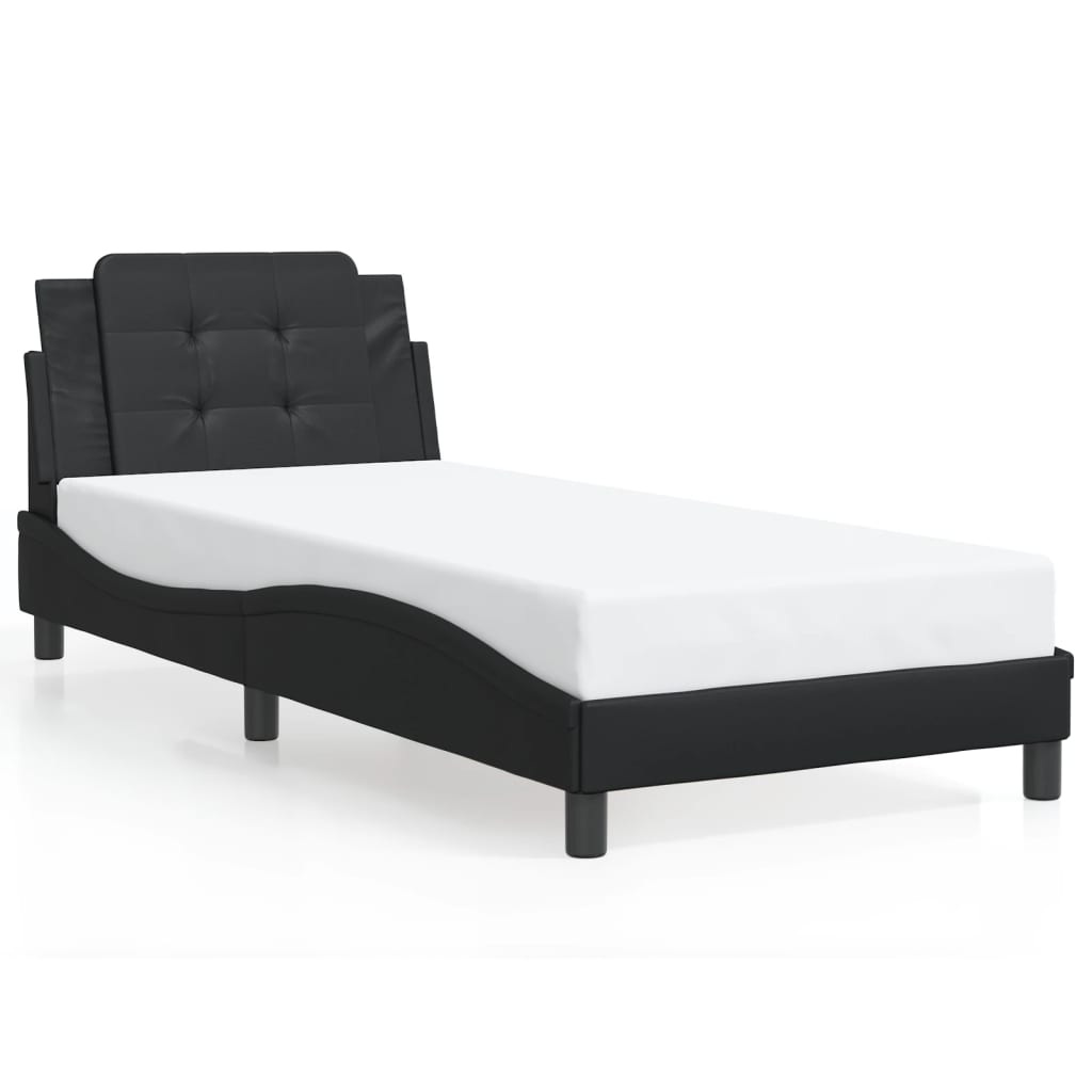 Cadre de lit sans matelas noir 90x190 cm similicuir - XIOS