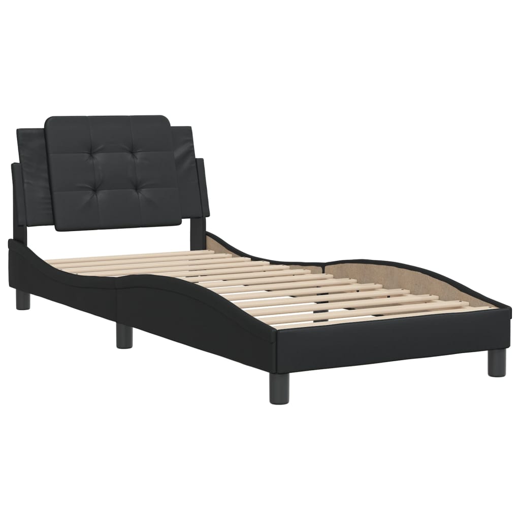 Cadre de lit sans matelas noir 90x200 cm similicuir - XIOS