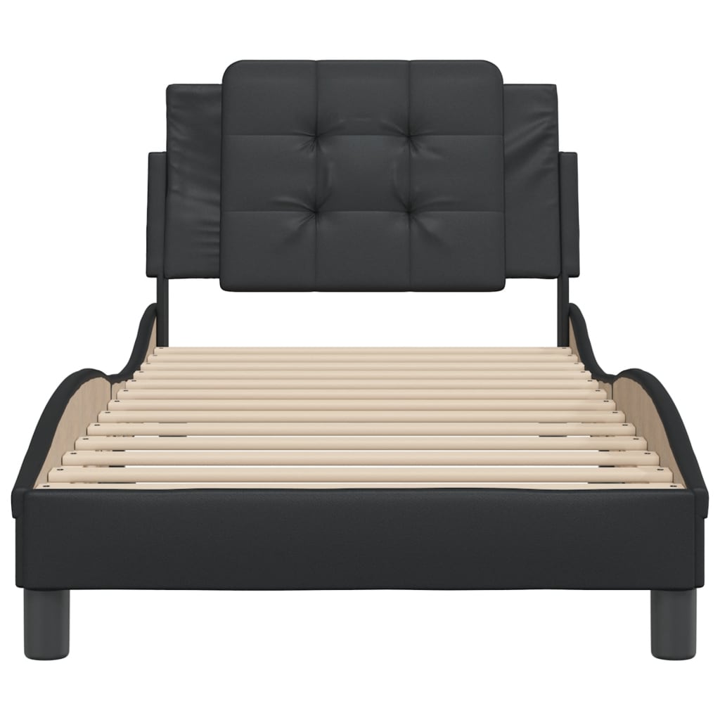 Cadre de lit sans matelas noir 90x200 cm similicuir - XIOS