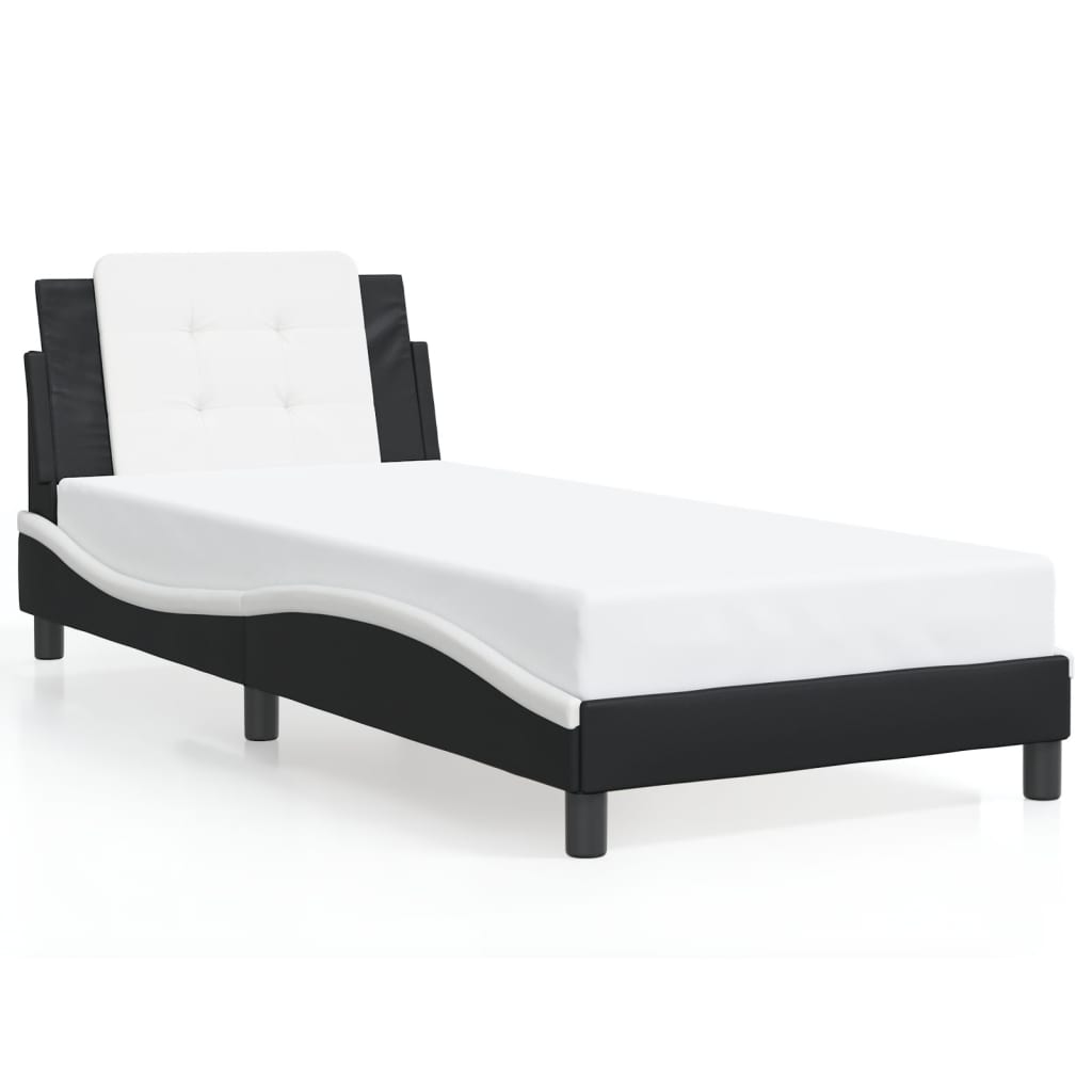 Cadre de lit sans matelas Zadar noir et blanc 90x200 cm similicuir - XIOS