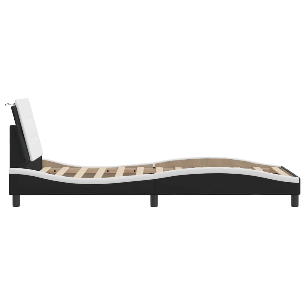 Cadre de lit sans matelas Zadar noir et blanc 90x200 cm similicuir - XIOS