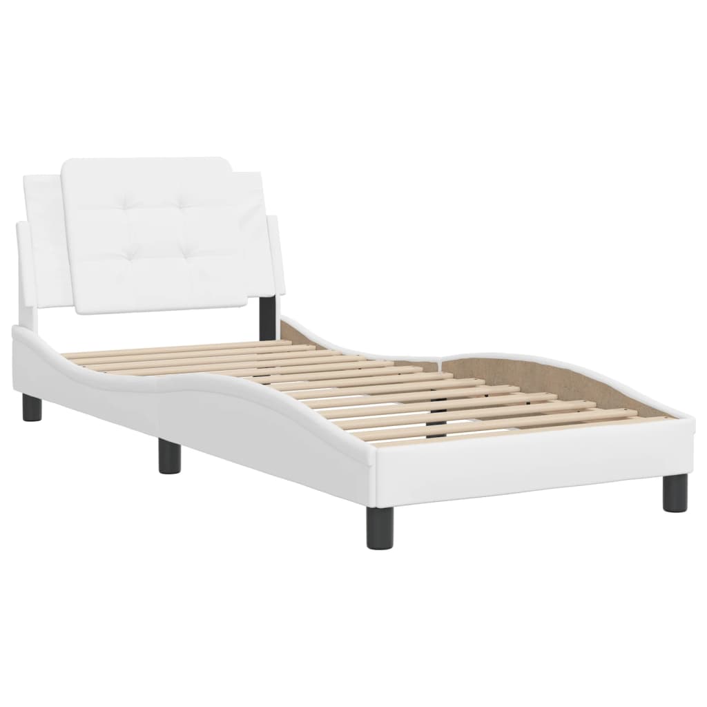 Cadre de lit sans matelas blanc 100x200 cm similicuir - XIOS