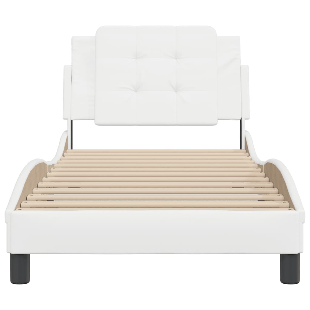 Cadre de lit sans matelas blanc 100x200 cm similicuir - XIOS