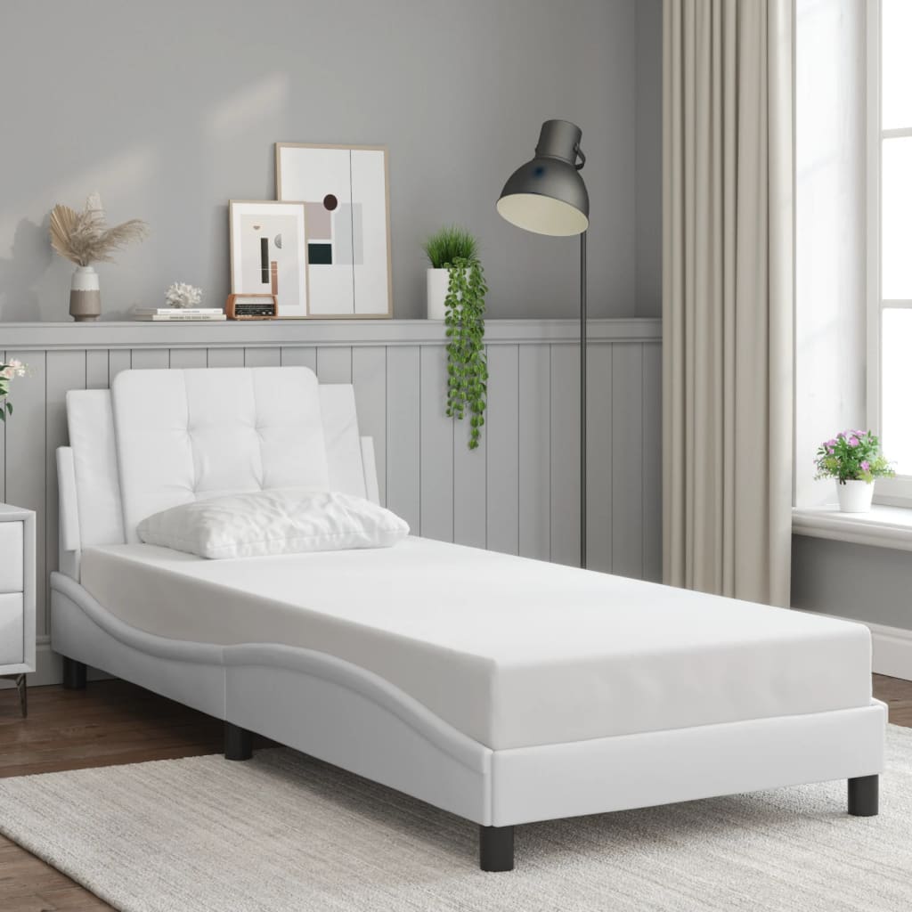 Cadre de lit sans matelas blanc 100x200 cm similicuir - XIOS