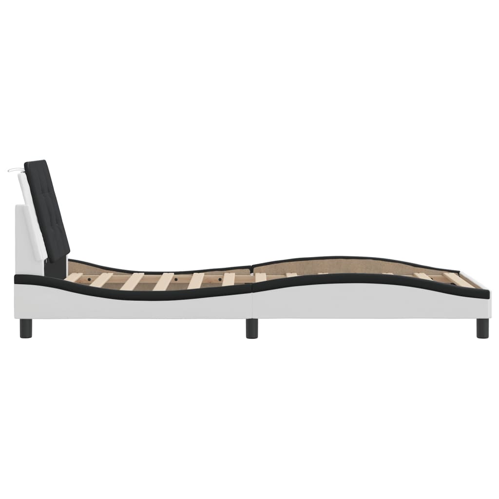 Cadre de lit sans matelas blanc et noir 100x200 cm similicuir - XIOS