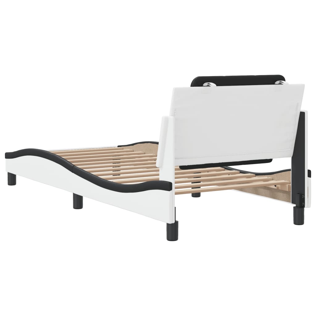 Cadre de lit sans matelas blanc et noir 100x200 cm similicuir - XIOS