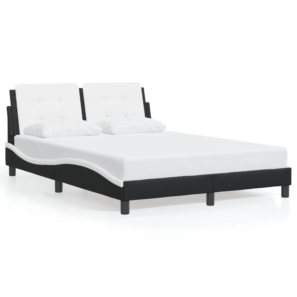 Cadre de lit sans matelas noir et blanc 120x200 cm similicuir - XIOS