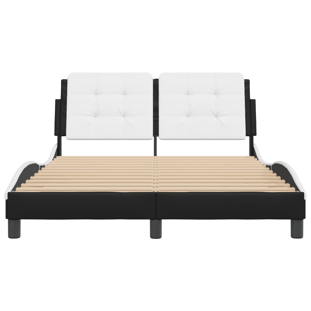 Cadre de lit sans matelas noir et blanc 120x200 cm similicuir - XIOS