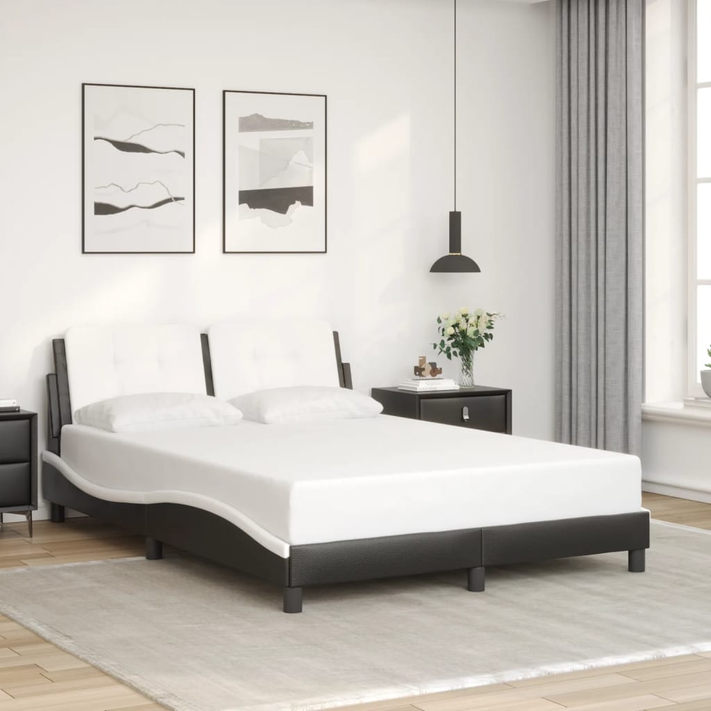 Cadre de lit sans matelas noir et blanc 120x200 cm similicuir - XIOS