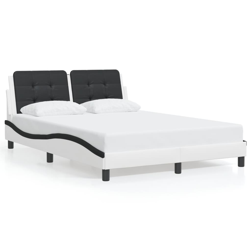 Cadre de lit sans matelas blanc et noir 120x200 cm similicuir - XIOS