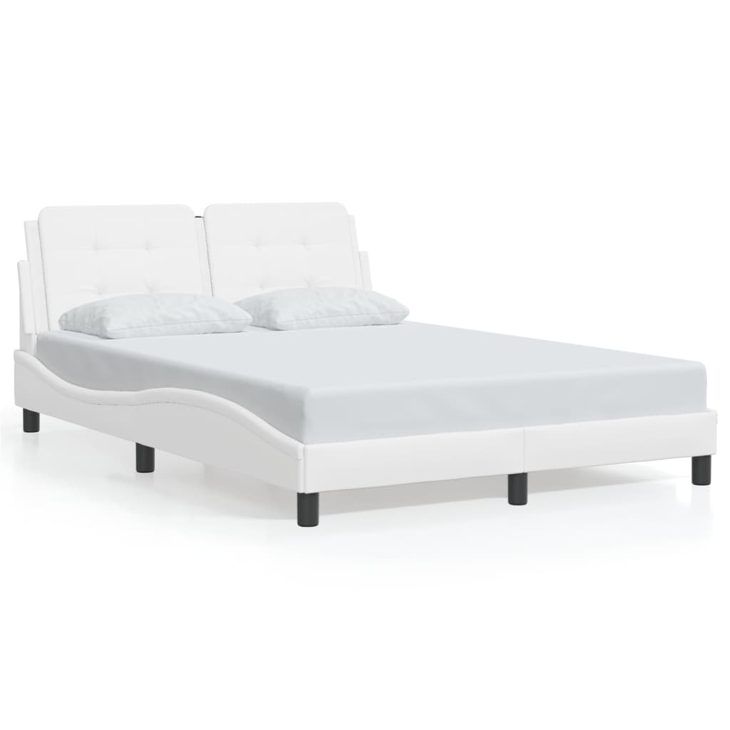 Cadre de lit sans matelas blanc 140x190 cm similicuir - XIOS