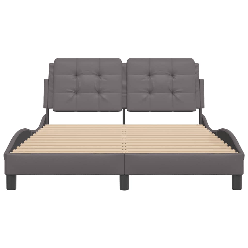 Cadre de lit sans matelas gris 140x190 cm similicuir - XIOS