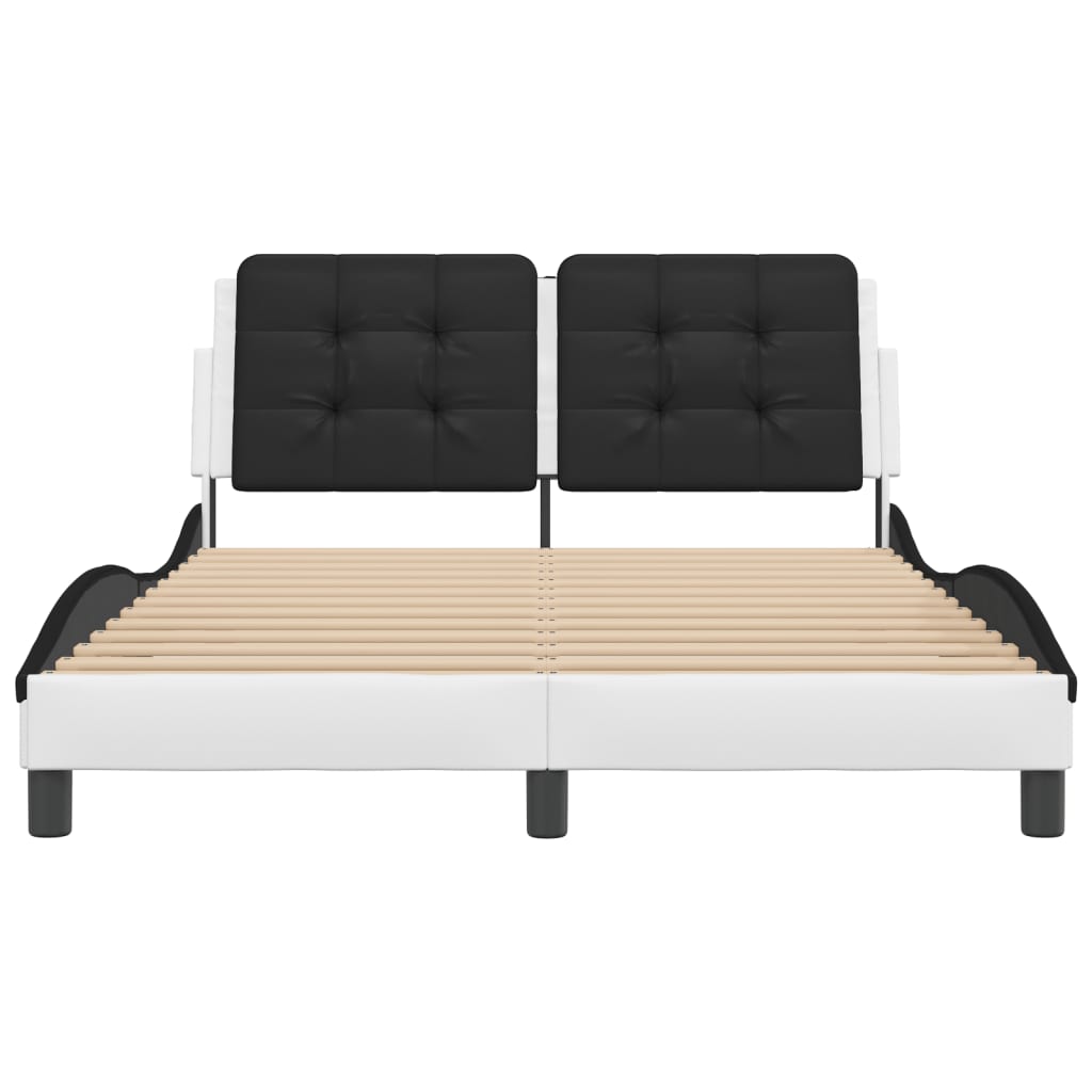 Cadre de lit sans matelas blanc et noir 140x190 cm similicuir - XIOS