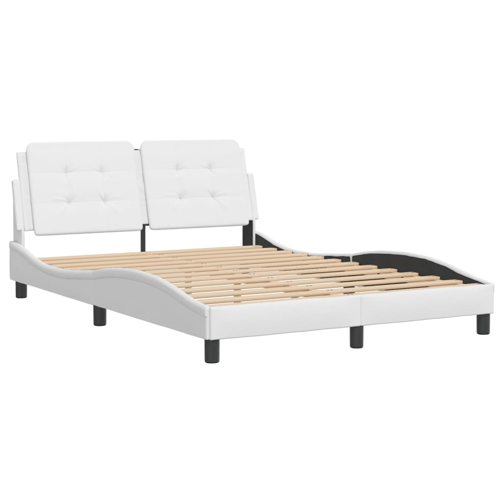 Cadre de lit sans matelas blanc 140x200 cm similicuir - XIOS