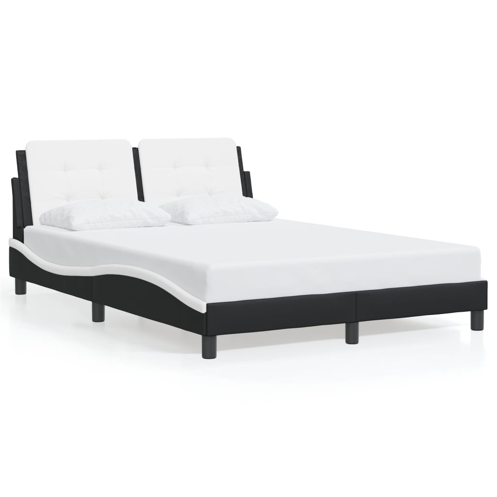 Cadre de lit sans matelas noir et blanc 140x200 cm similicuir - XIOS