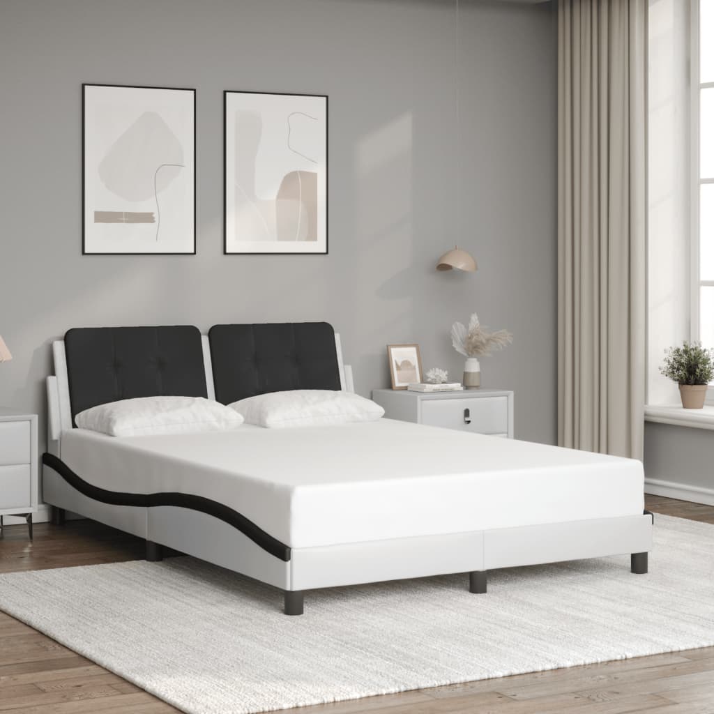 Cadre de lit sans matelas blanc et noir 140x200 cm similicuir - XIOS
