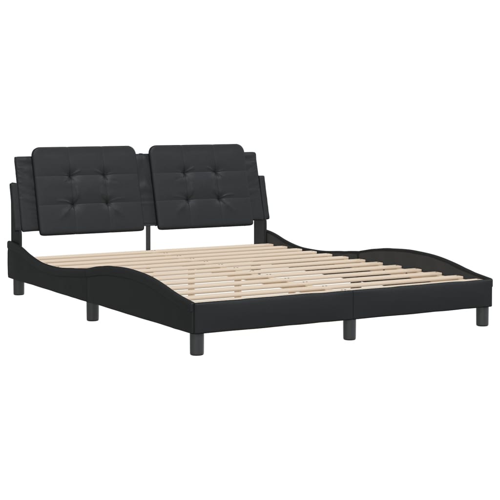 Cadre de lit sans matelas noir 160x200 cm similicuir - XIOS