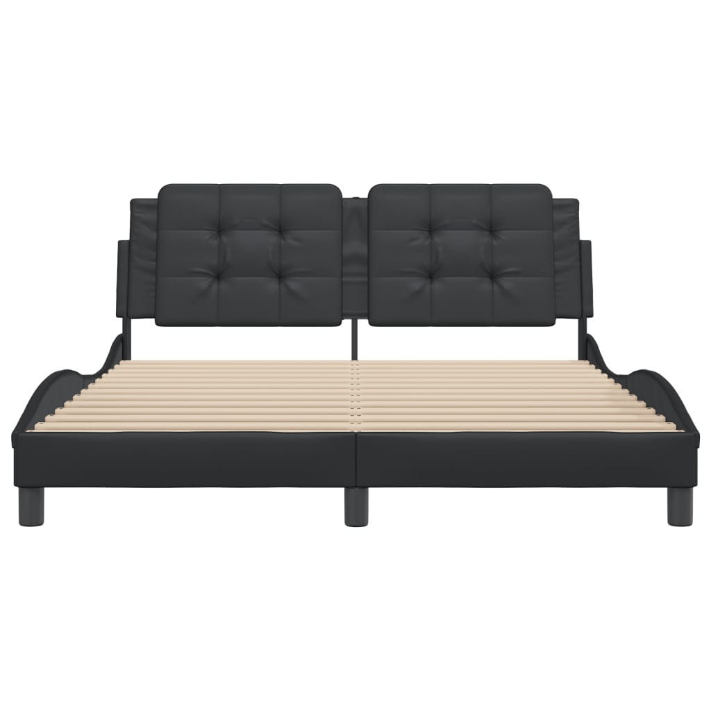 Cadre de lit sans matelas noir 160x200 cm similicuir - XIOS